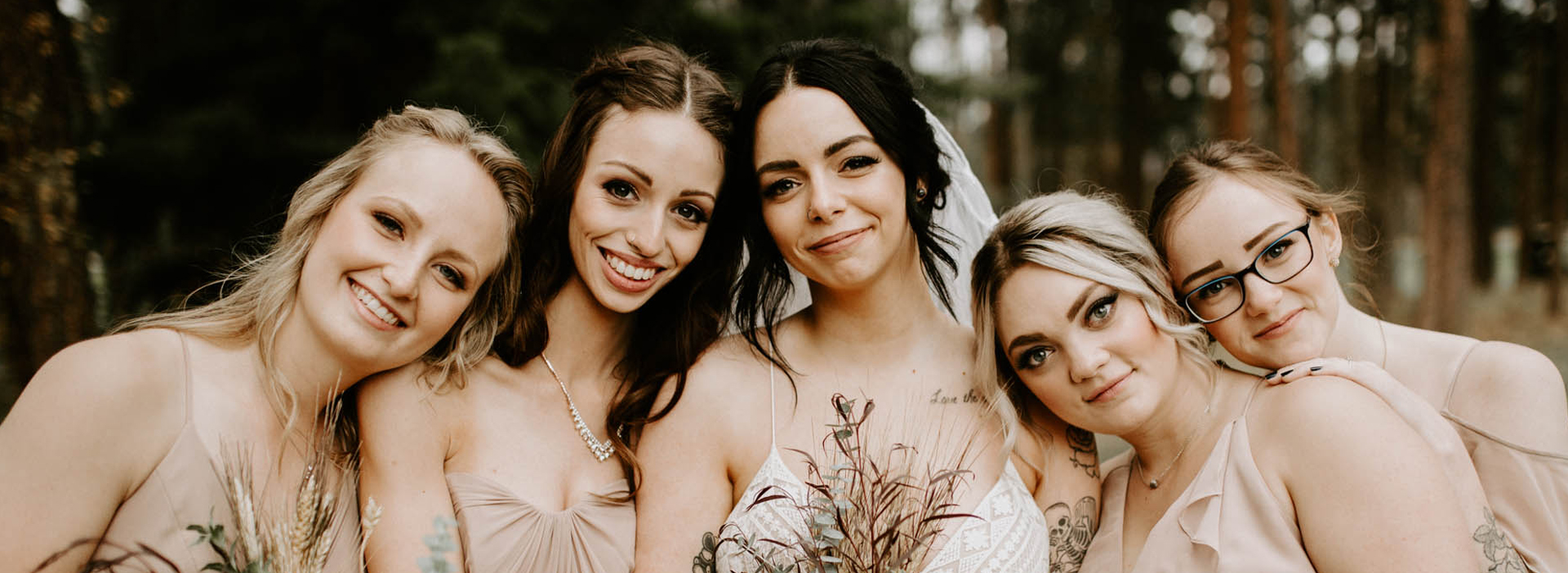 Bridal party wedding photos outdoors with makeup done by Top Notch Art of Makeup